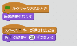 色の効果を25ずつ変えるブロック例