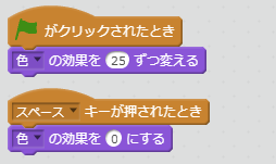 色の効果を0にするブロック例